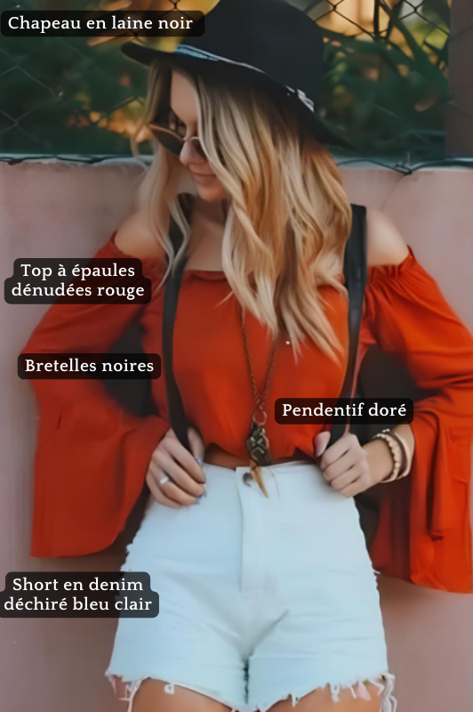 Tenue estivale avec bretelles femme - Rouge